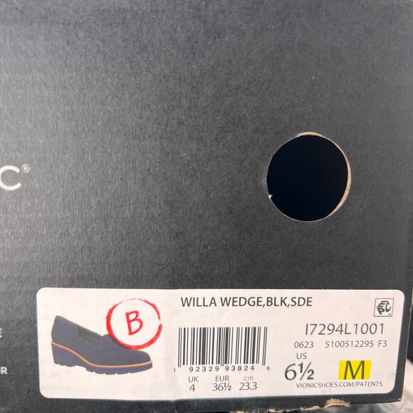 Vionic Willa Wedge Loafers Suede Slip On Black Women's 6.5 NWB Water Repellent - Picture 10 of 10